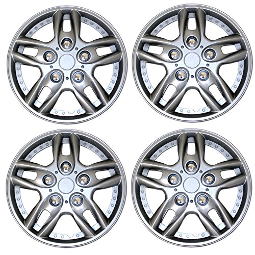 Image of WC3-14-515-S - Pack of 4 Hubcaps - 14-Inches | Silver | Style 515 Style Snap-On (Pop-On) Type Metallic Silver Wheel Covers Hub-caps