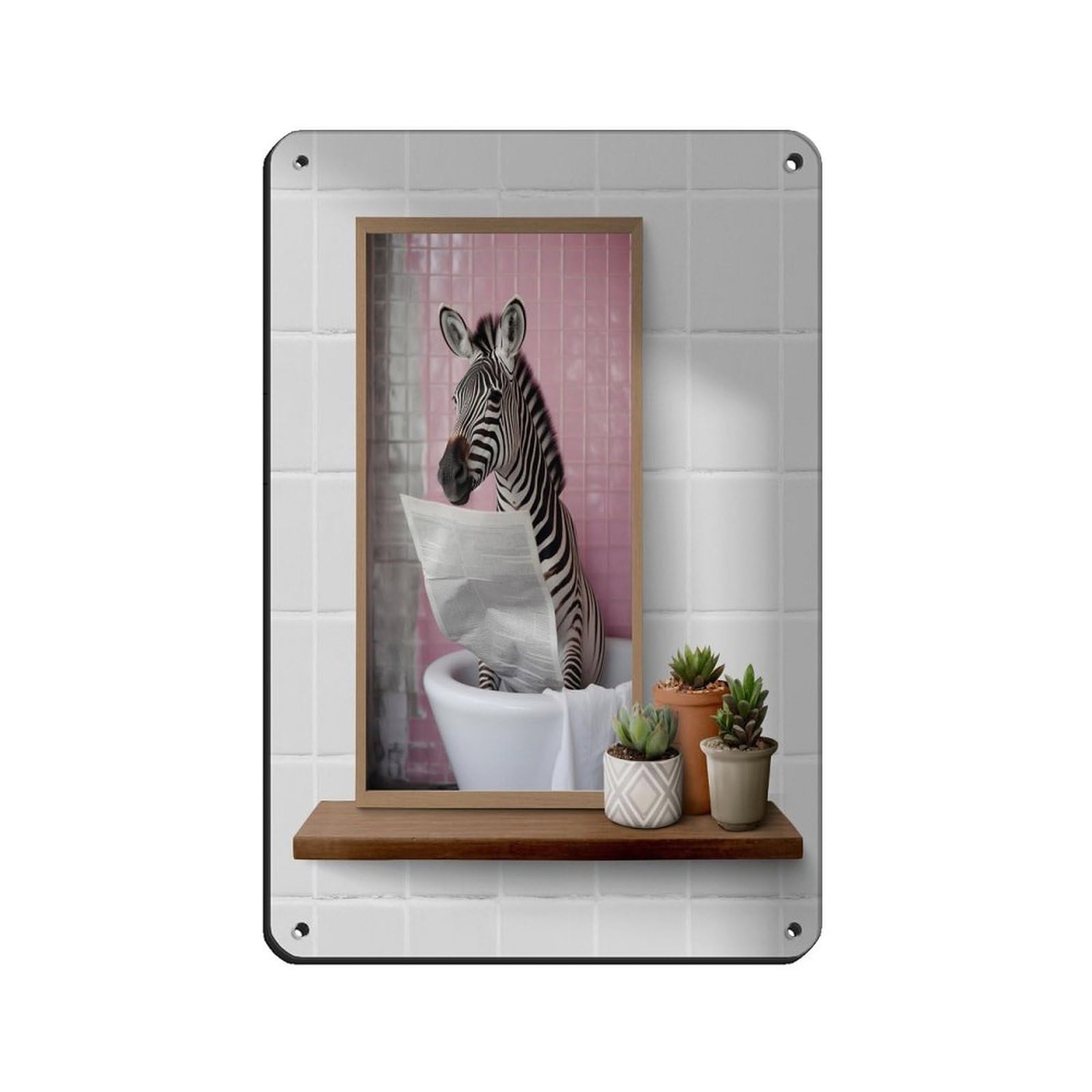 Pug on Quirky Zebra in The Tub Art Retro Poster Metal Tin Sign Chic Art Retro Iron Painting Bar People Cave Cafe Family Garage Poster Wall Decoration 8x12inch(20x30cm)