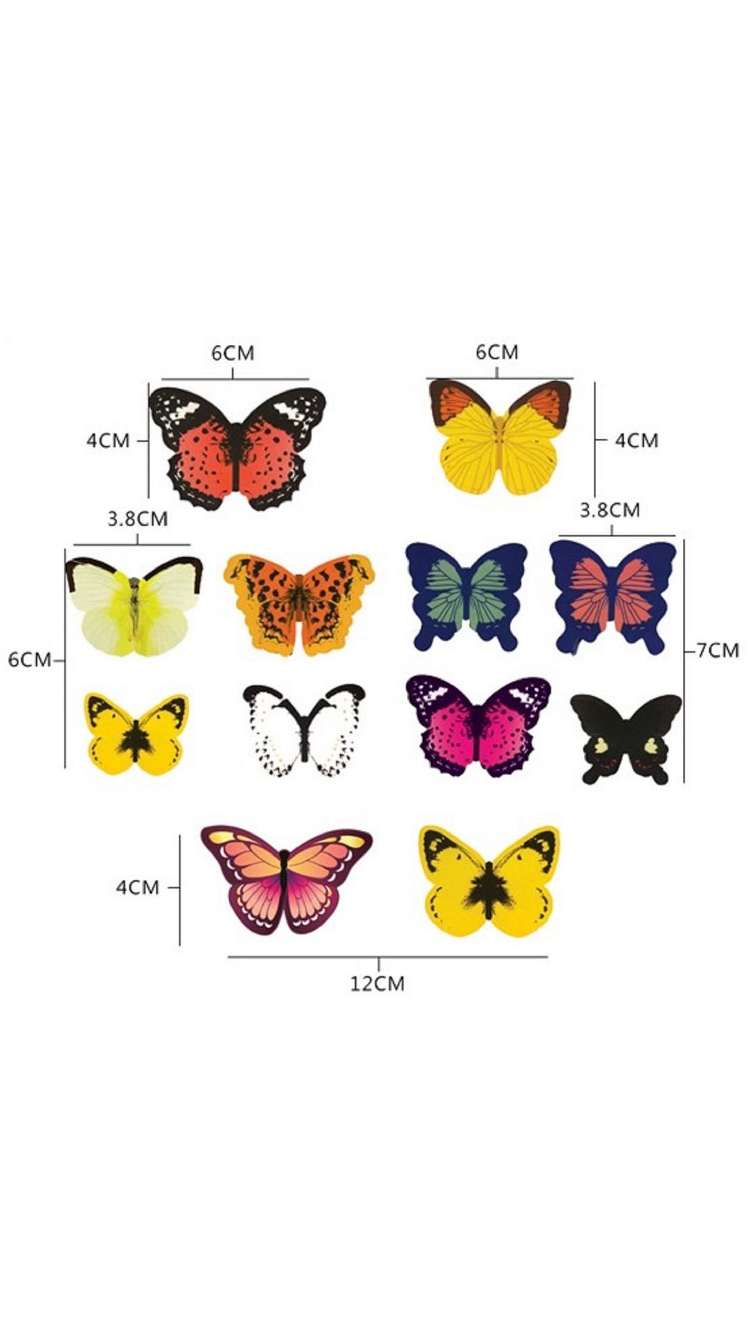 Indian Royals 'Multicolor 3D Butterflies' Stickers for wall, Decoration Items, Stickers, wall Decor, Butterflies, 19 Piece (21 cm x 29.7 cm)