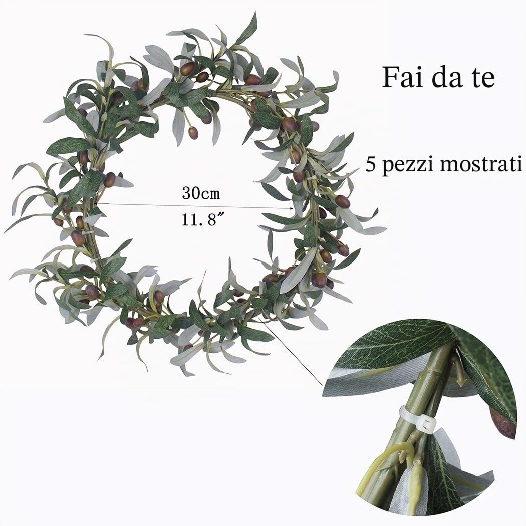 Rami di ulivo artificiali, 5 pezzi, 71 cm