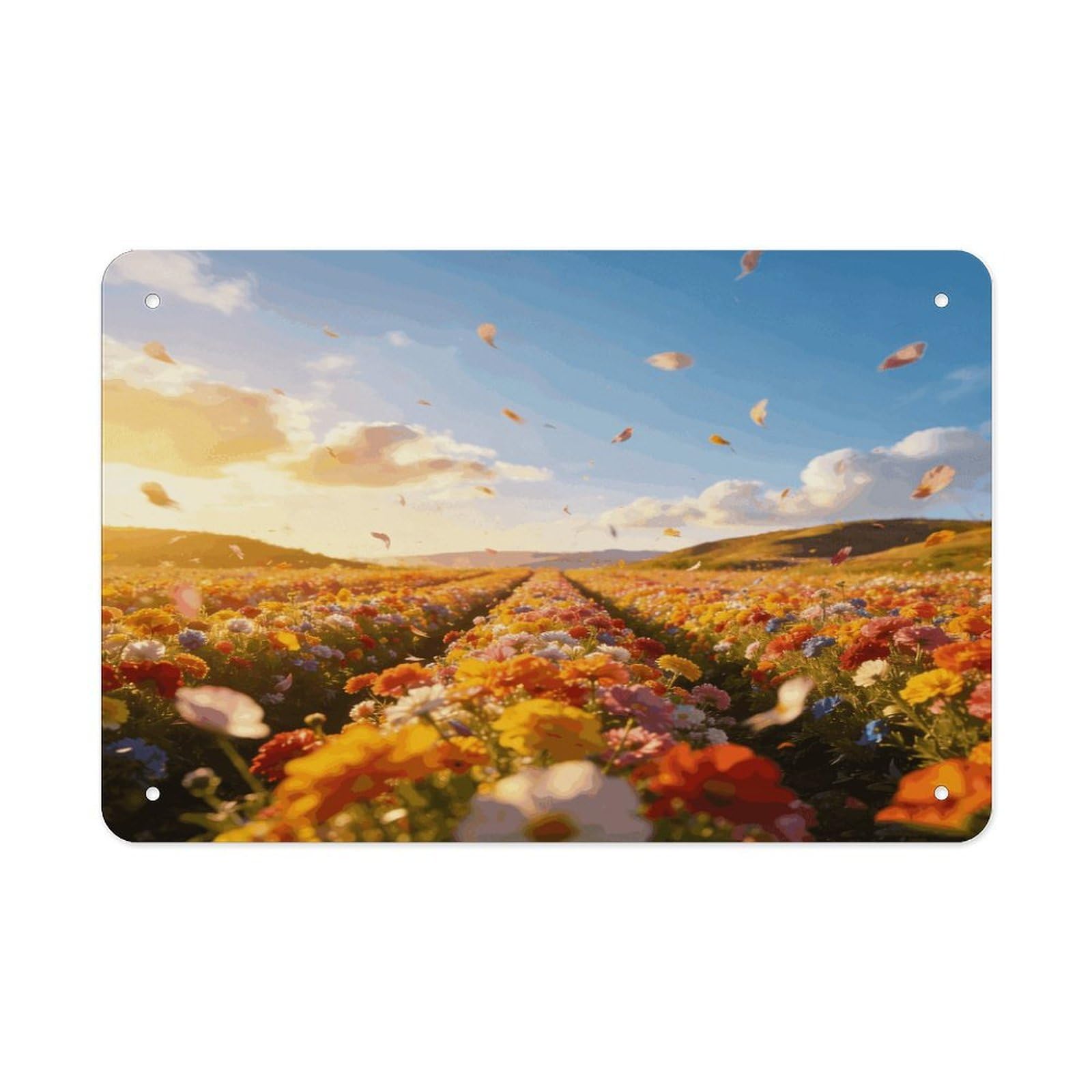 Fodpand Style Spectacular Flower Field Scenery Wall Art Metal Tin Signs Bar Metal Tin Sign Wall Decor For Home Living Room Bedroom Toilet Hotel Halloween Decor Gifts 7.9X 11.8 Inch