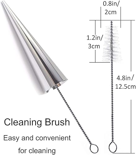 Miniatura 6 de Moldes antiadherentes para cuerno de color crema, de acero inoxidable, 4.92 pulgadas, kit de tubos de cannoli de gran tamaño, paquete de 12 conos