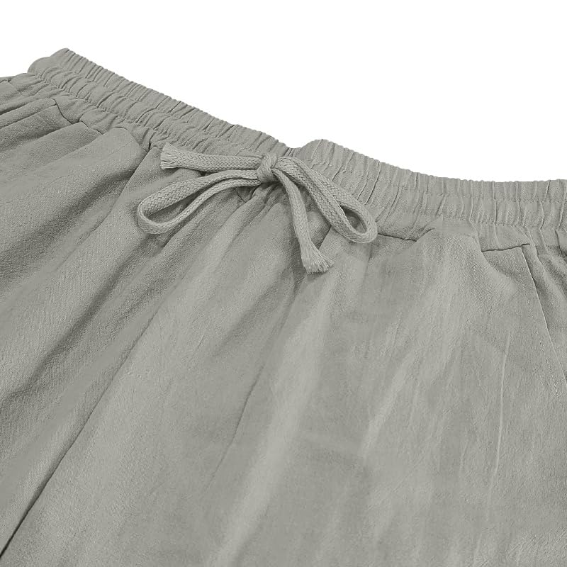 Men's Lightweight Loose Fit Comfy Pants Casual Summer Vacation Solid Color Trousers Parrot Printed Trendy Outfits Classic Drawstring Wide Straight Leg Streetwear Grey 2XL4