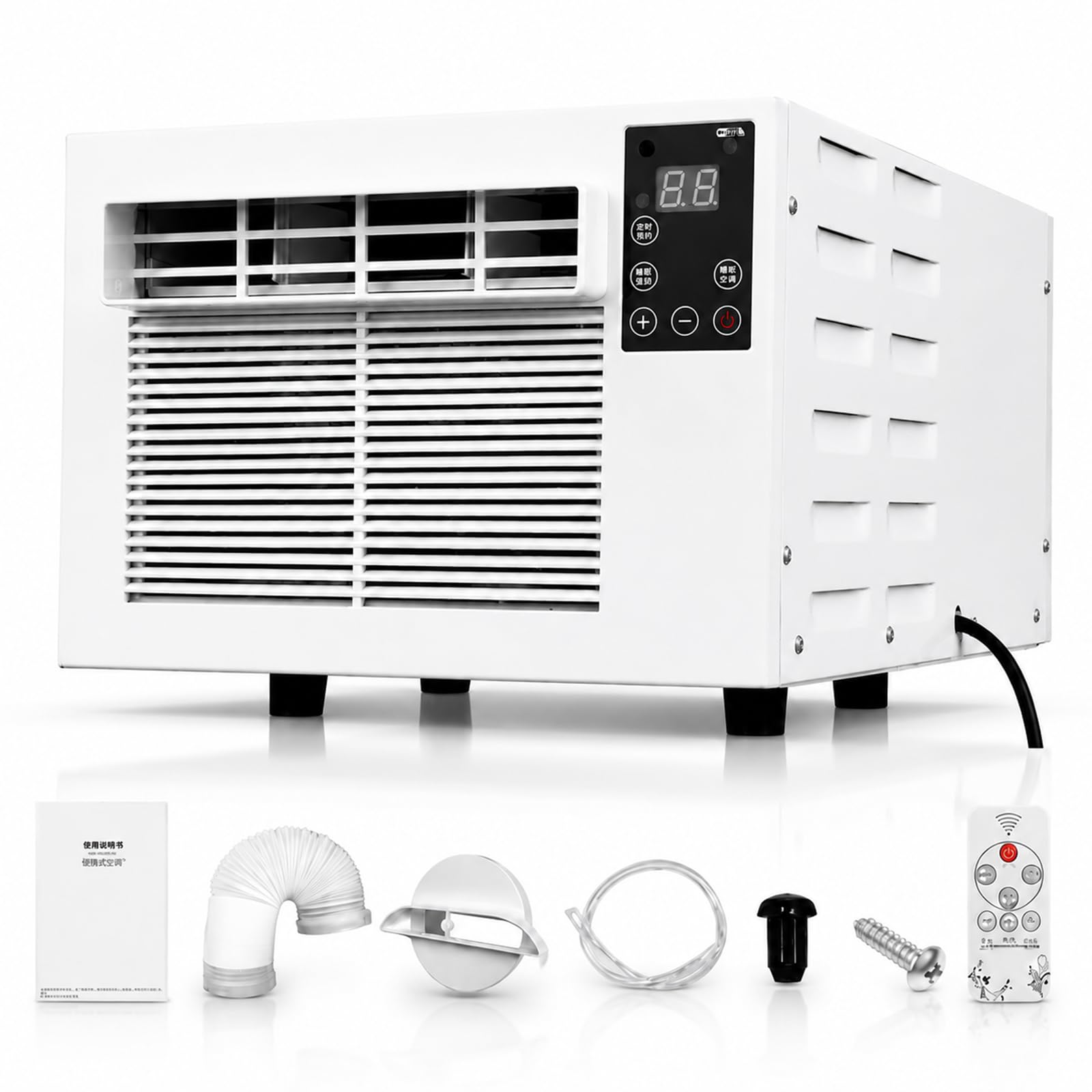 FgdVrelnor Portable Camping Air Conditioner, 1876 BTU AC Unit, 280W Low Power Consumption, Quiet Cooling & Dehumidifying Dual Mode, 24H Timer with Remote, for Tent, Camper Van, Small Room