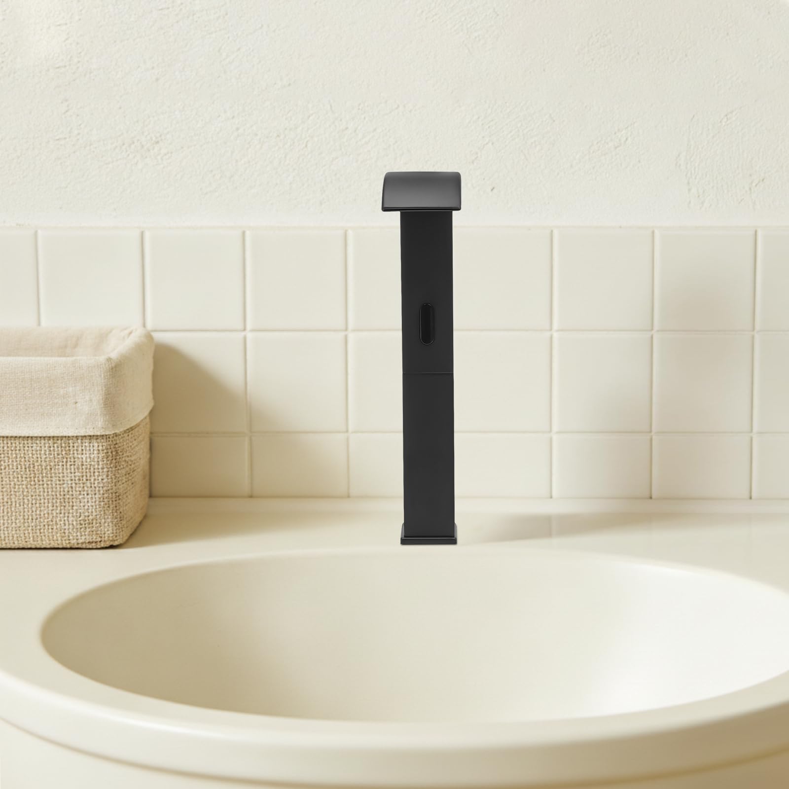 Grifo con sensor automático, grifo de baño sin contacto con válvula de control de temperatura, acero inoxidable negro grifo mezclador monomando para baño, mezclador higiénico para cocina, restaurante