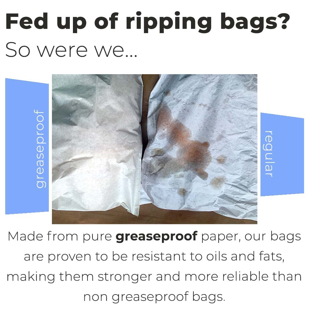 Buy 100 Pure Greaseproof Paper Bags (10 x 10”) White, Grease