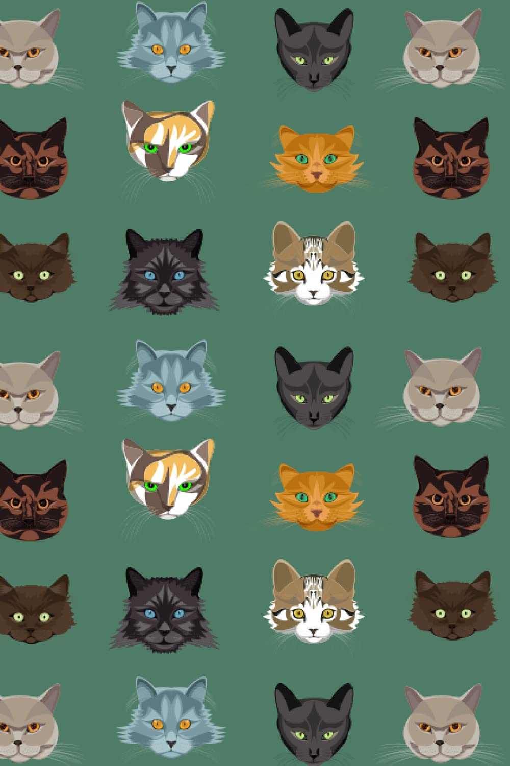 Angry Kitties Notebook: Cat Themed 6x9" Green Personal Journal and Writing Composition Book