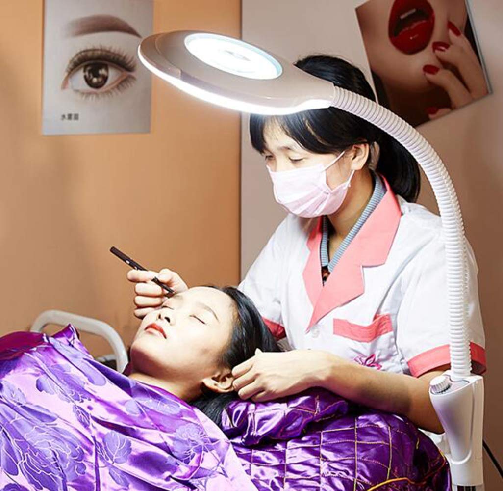 Lámpara Lupa Led Estética De Aumento 16x Para Belleza De Salón Tatuaje Escritorio Manicura Maquillaje Pedicura Lectura Trabajo Lámpara De Pie Flexible Profesional Lupa C