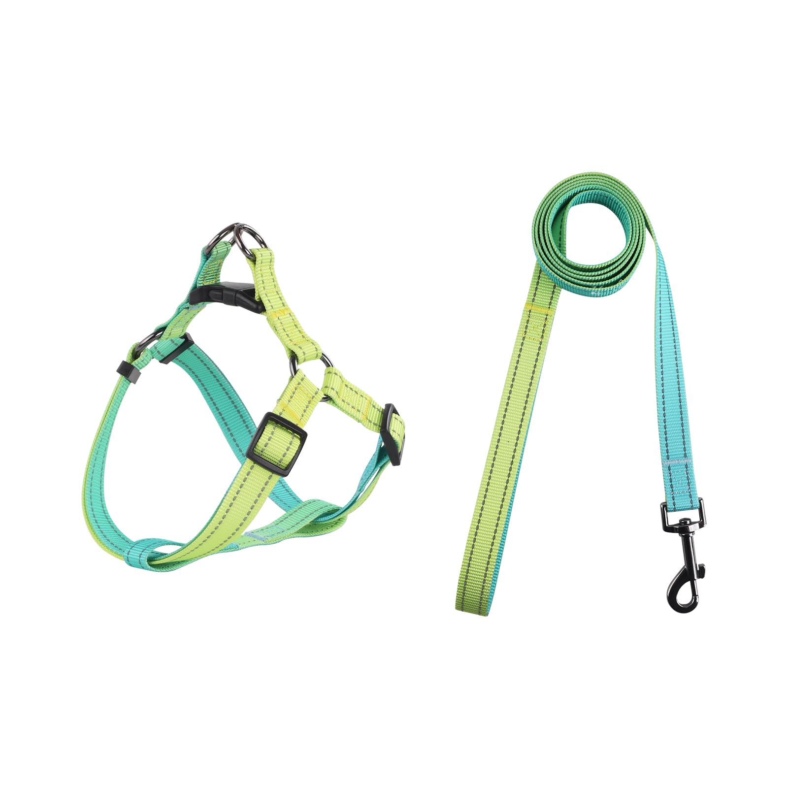 COSYHOMELONDON Dog Harness and Leash Set, Colorful Cloud Pattern, Breathable Adjustable No Pull Design for Small Medium Large Dogs, Size M (S, gradient green)