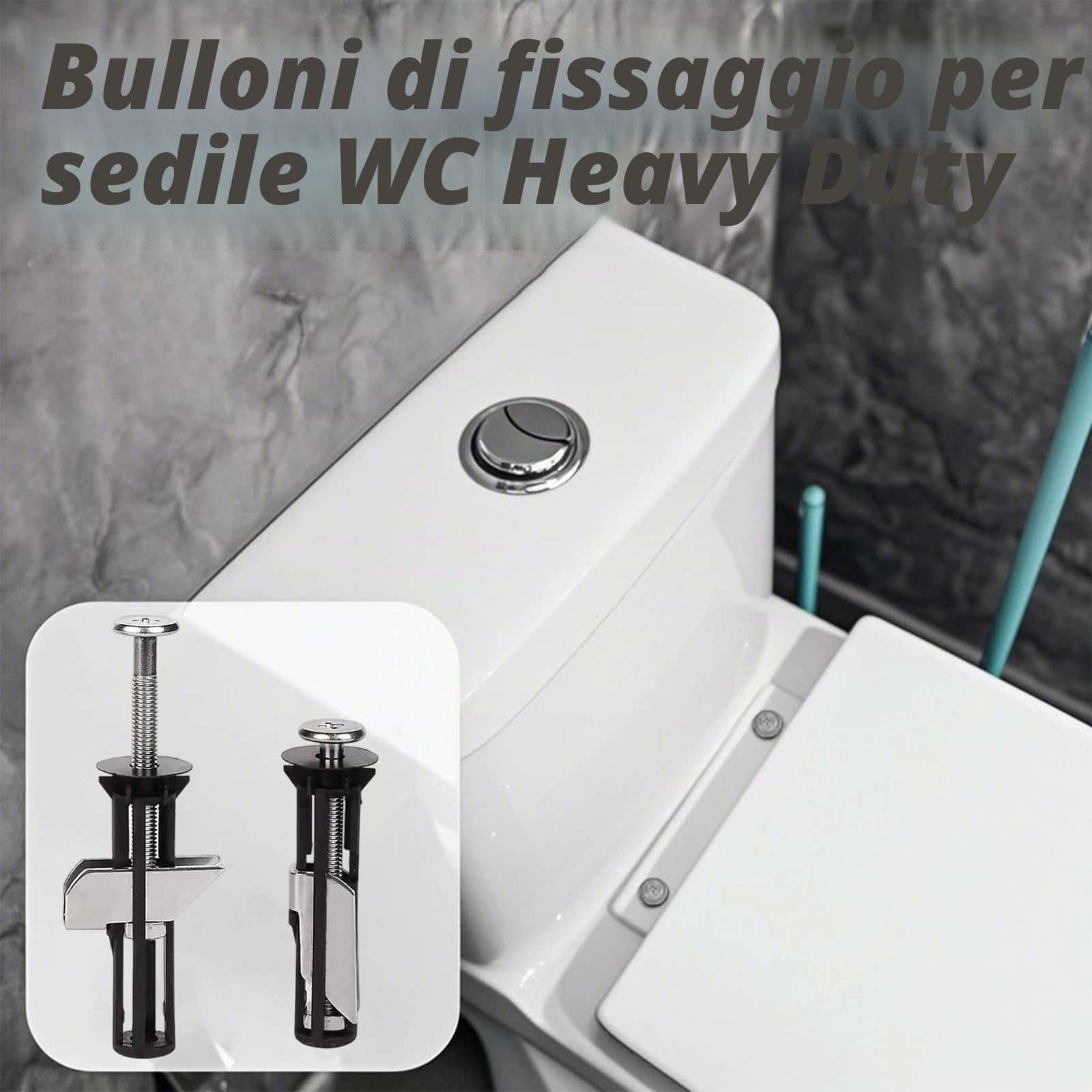 2 pezzi Kit di Bulloni per Sedile WC, Viti per Cerniere in Acciaio Inox, Kit di Viti di Ricambio per Sedile WC, Accessori per La Manutenzione del Coperchio del Wc, Facile da Installare