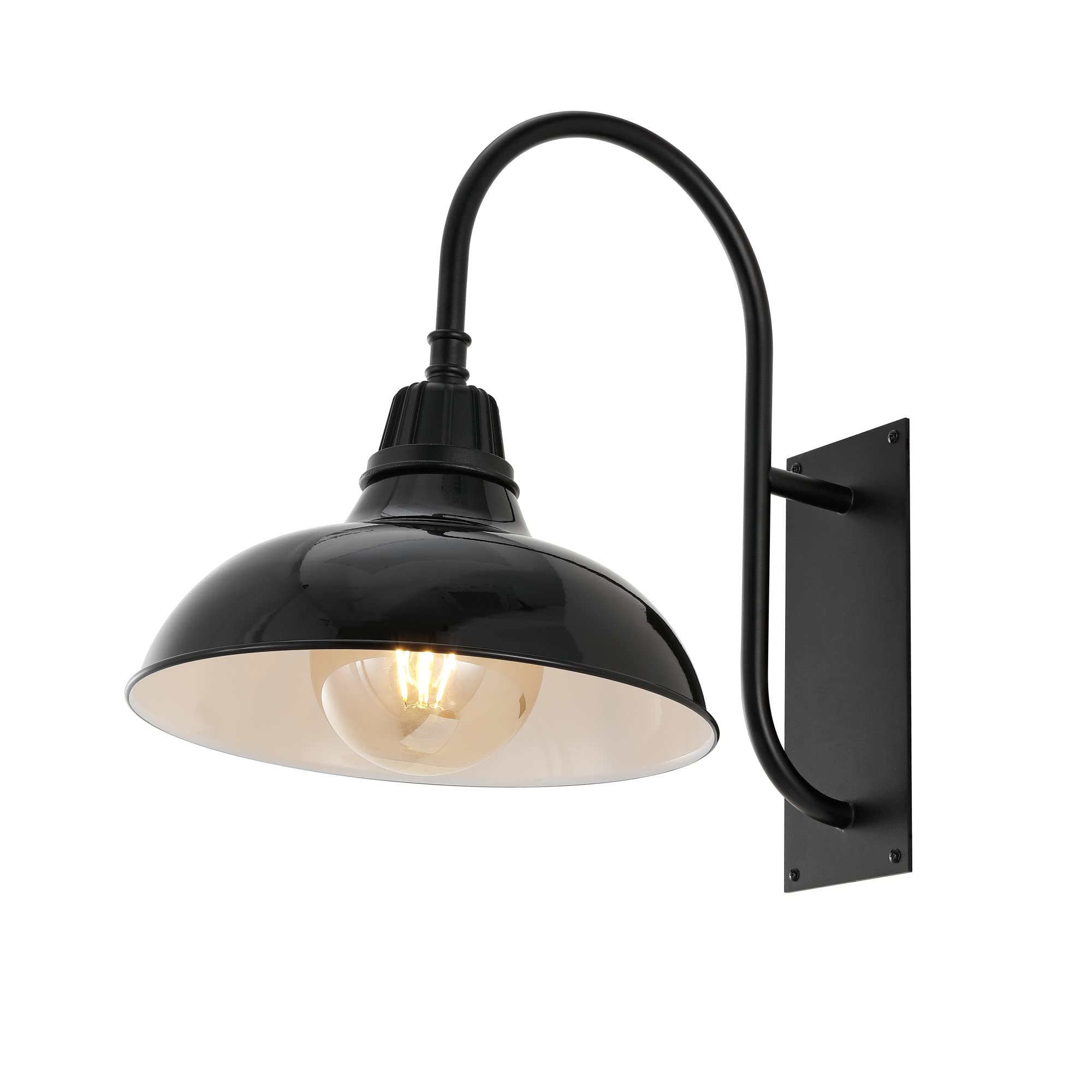 JONATHAN Y Stanley 1-Light Gooseneck Sconce 12.25", Black | Farmhouse Industrial Vintage Style, Indoor Or Outdoor, LED Bulb Included, Dimmable, Exterior Metal Lantern for Porch Garage