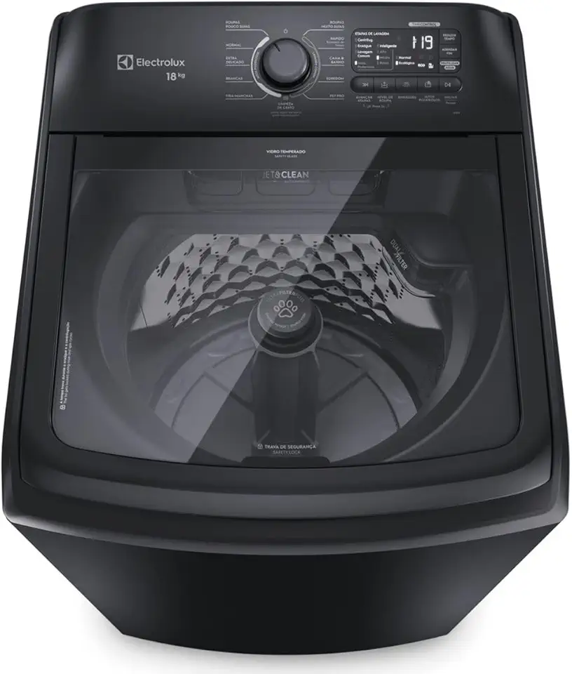 Máquina de Lavar Electrolux 18Kg Preta Expert Tripla Filtragem e Jatos Poderosos (LEB18) - 220V