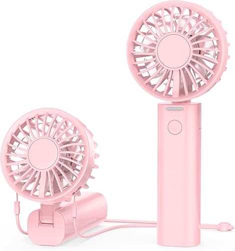 Miniatura 1 de Sham Sham Ventilador de mano portátil, recargable de 2000 mAh, 4 velocidades, flujo de aire turbo dual de 135, mini ventilador plegable para viajes,