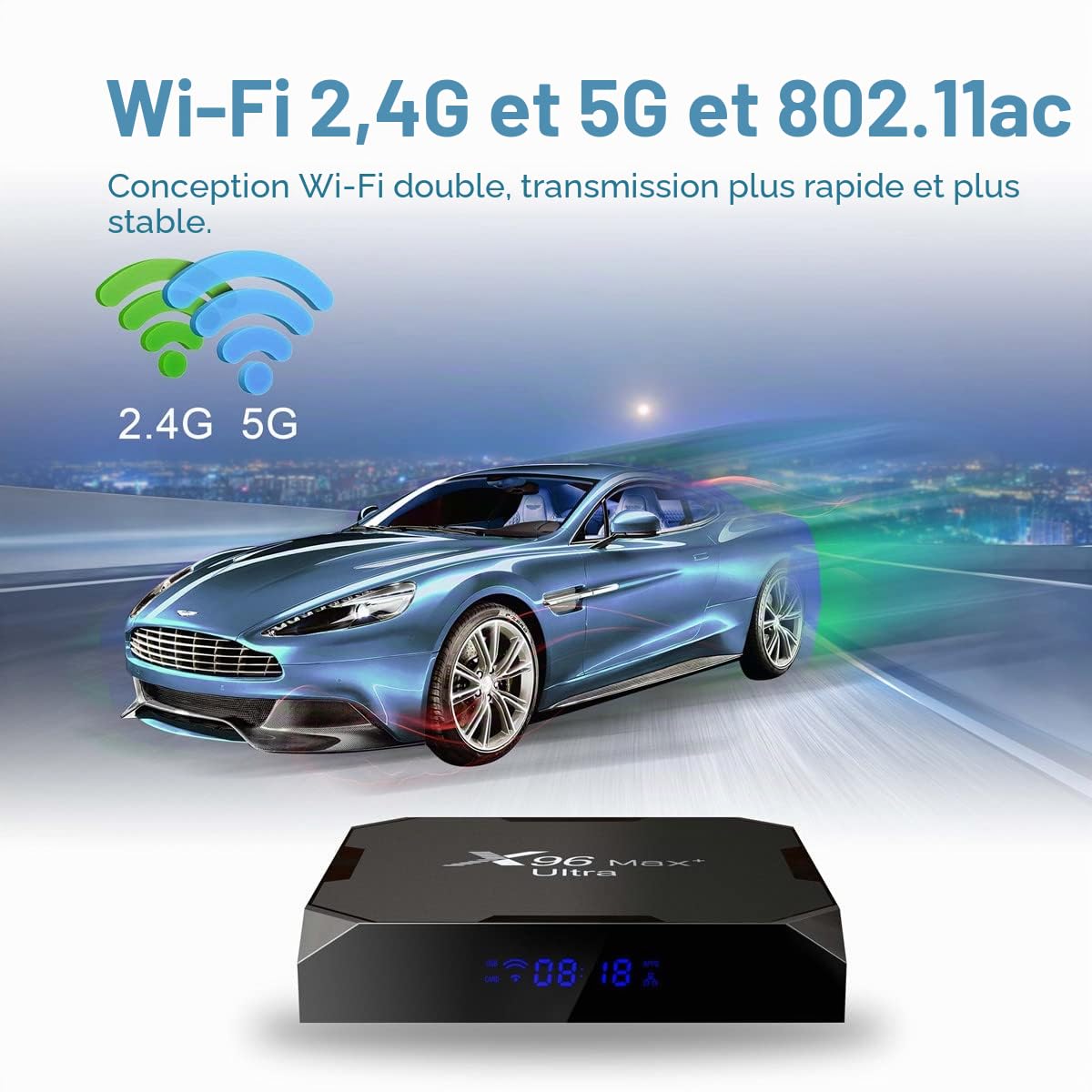 TV Box Upgraded Android 11.0 TV Box 4 Go RAM 32 Go ROM 2,4 G/5G Dual WiFi BT 4.1 H.265 décodage HD 4K Kit Top Box