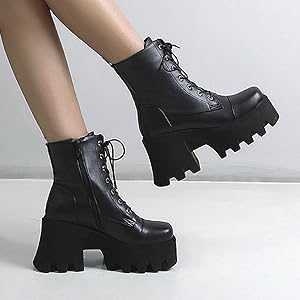 Amazon.com | UniqueStride Womens Goth Chunky Heel Ankle