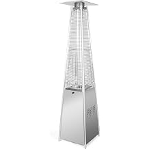 OuterMust 48,000 BTU Pyramid Patio Heater with Stainless Steel Design, Wheels and One-Button Ignition Ideal for Backyard Balcony 6-8 people