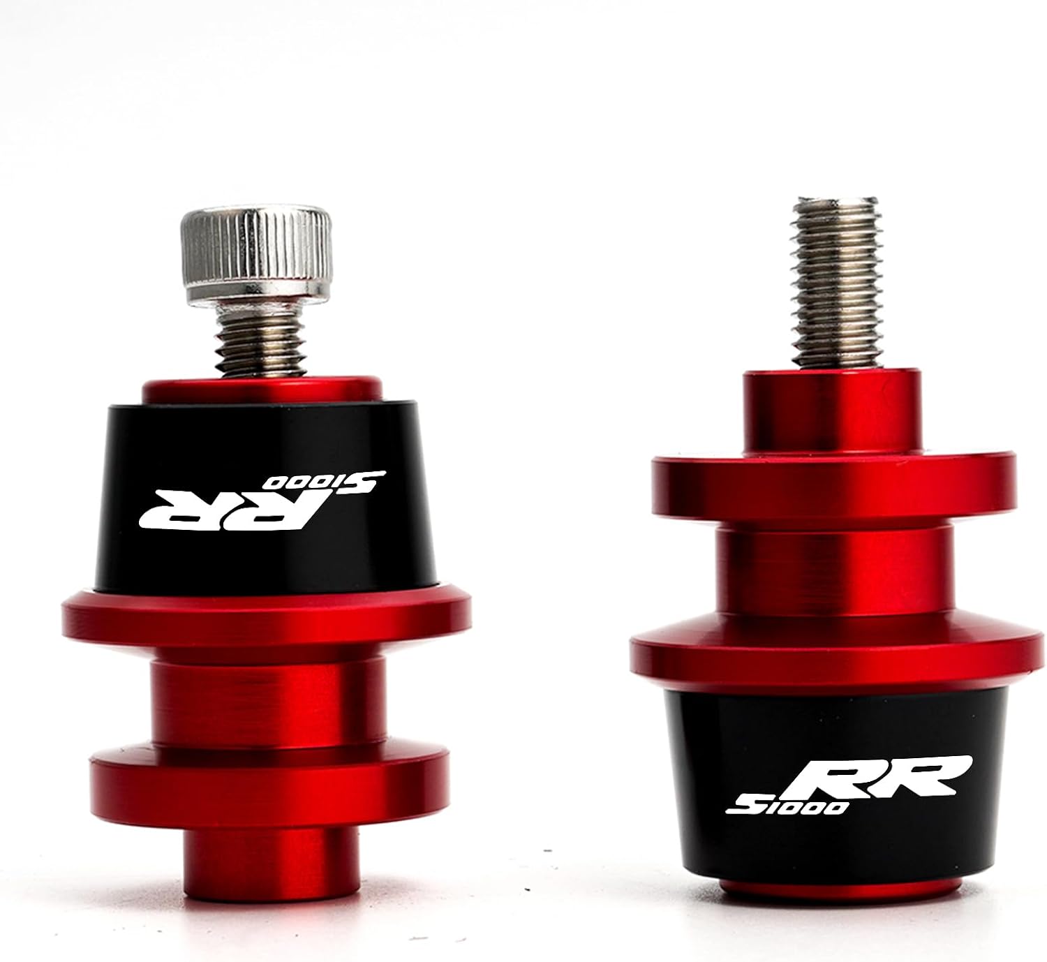 MOWOK Fits For S1000RR S1000 RR HP4 S 1000 RR S1000XR S1000R Motorcycle CNC Swing Arm Stand Screw 2PCS 8MM SwingArm Sliders Spools (Red)