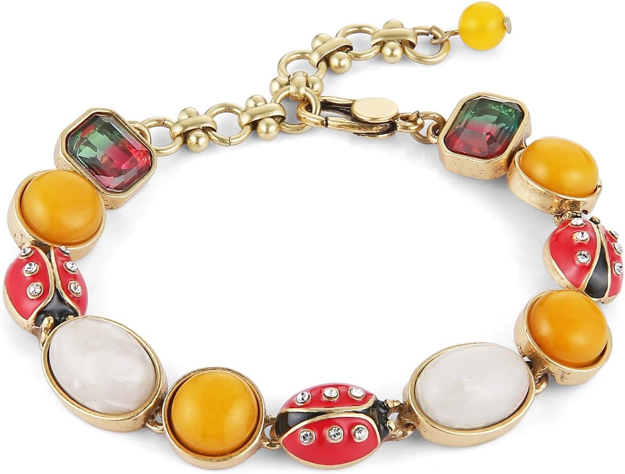 HZMAN Vintage Chunky Chain Bracelet for Women, Adjustable Crystal (Agate, Turquoise, Crystal) with Brass, Statement Gift Idea