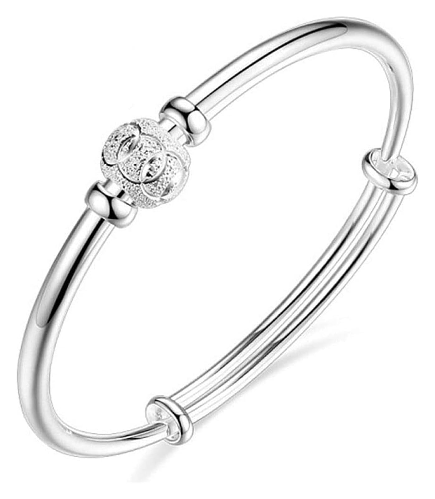 Bracciali Gioielli Bracciale in Argento for Donna Bracciale Rigido Regolabile in Argento Sterling 925 Bracciali con Perline in Argento Opaco Sterling Perline