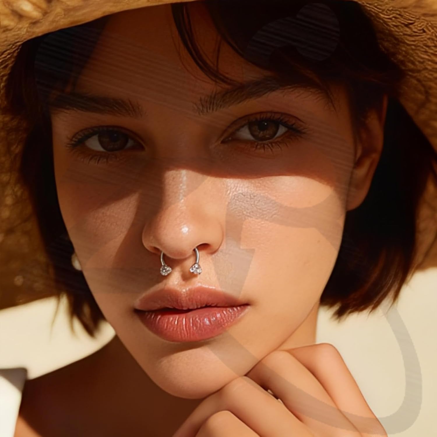 ZS G23 Titanium Horseshoe Nose Ring 20G 8mm - Hypoallergenic Piercing Body Jewelry for Nose, Lip, Ear, Helix, Conch, Cartilage - CZ Noes Studs with Insertion Tapper - Image 2