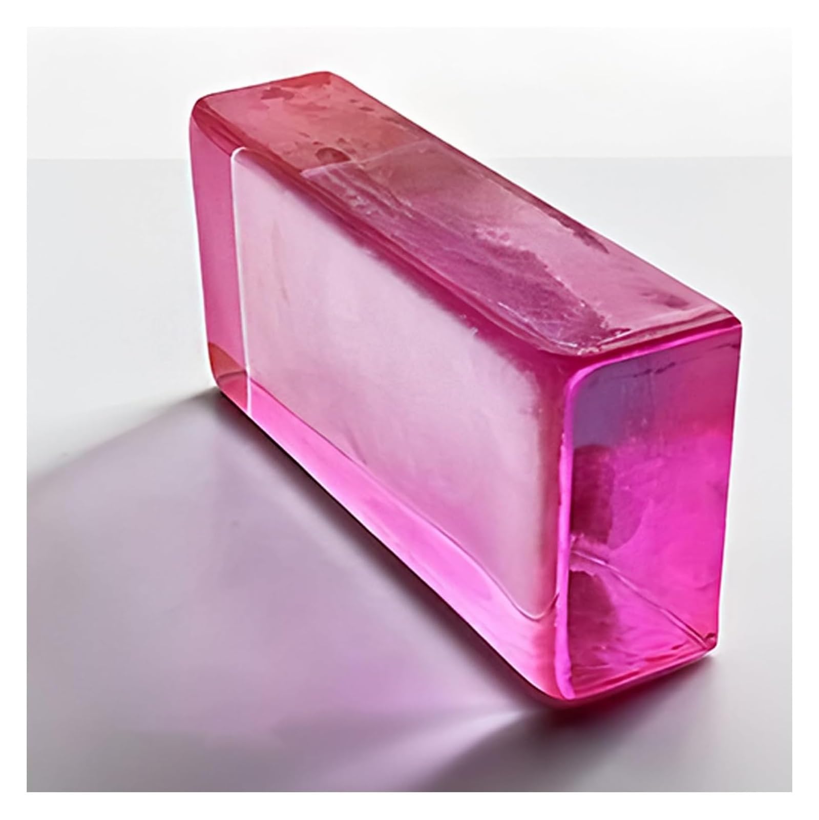 QZLNONTK Transparency Colored Clear Glass Blocks - Rectangular Crystal Bricks for Home, Office, Bar, and Hotel Decor(Pink)