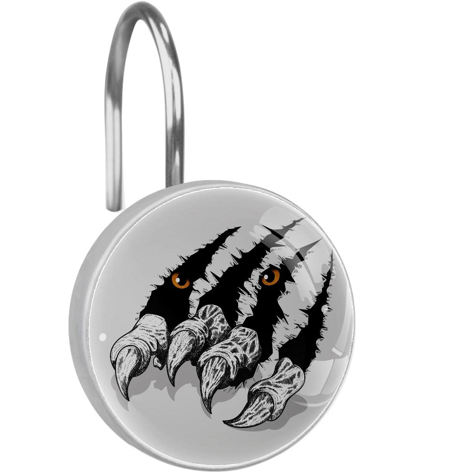 Crochets de rideau de douche Tiger Claws Scratches-01 en verre cristal antirouille x12