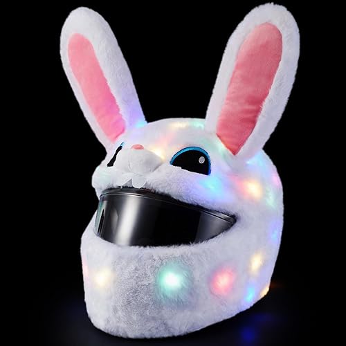 Miniatura 10 de Funda para Casco de Motocicleta de Navidad Iluminada Extra Grande Decoración de Sombrero de Papá Noel 18.78 x 15.75 Pulgadas Funda para Casco Rojo,