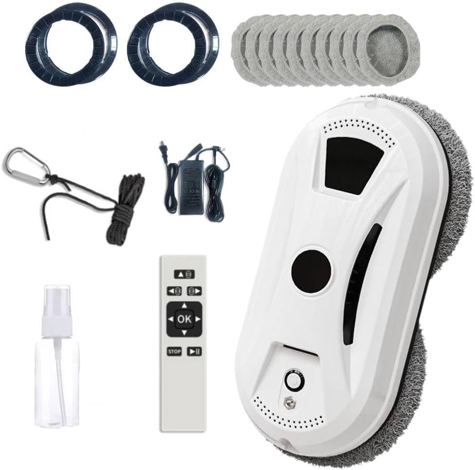 BNGXR Automatic Window Cleaning Robot 2026 Upgraded Window Cleaner Robot Inside/Outside with 2800Pa Suction Edge Detection & Anti-Drop Protection Remote Control for Glass Mirror Washing (1 Set)