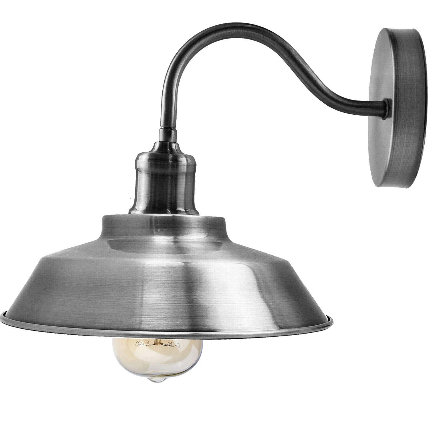 Dc Voltage Satin Nickel Vintage Swan Neck Lamp With E27 Sconce