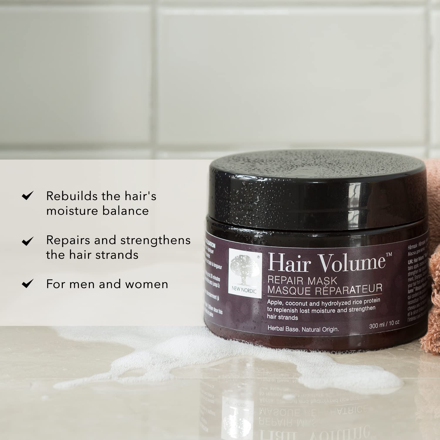 New Nordic Hair Volume Repair Mask, Promote Hair Growth for Dry Damaged Hair, Coconut & Castor Oil, Balance - Image 3