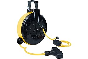 EP 30 Ft Retractable Extension Cord Reel, Ceiling Mount Extender Power Cord with 3 Outlets