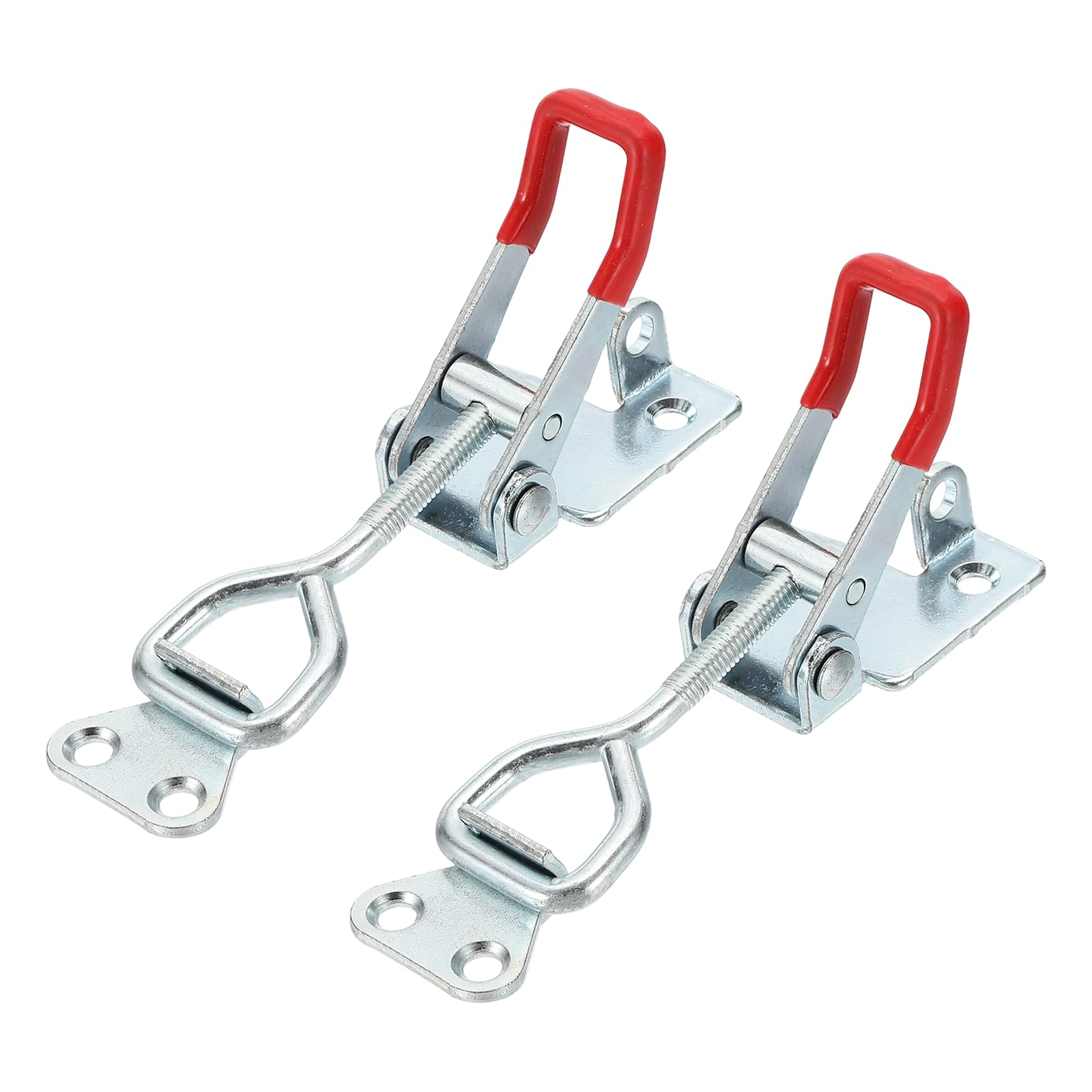 sourcing map 2pcs Adjustable Toggle Clamp M6 x 32mm 396lbs Holding Capacity 4002 Style Quick Release Pull Latches Clamps Hasp with Lock Hole for Smoker Lid Jig Tool Box Case, Silver Red