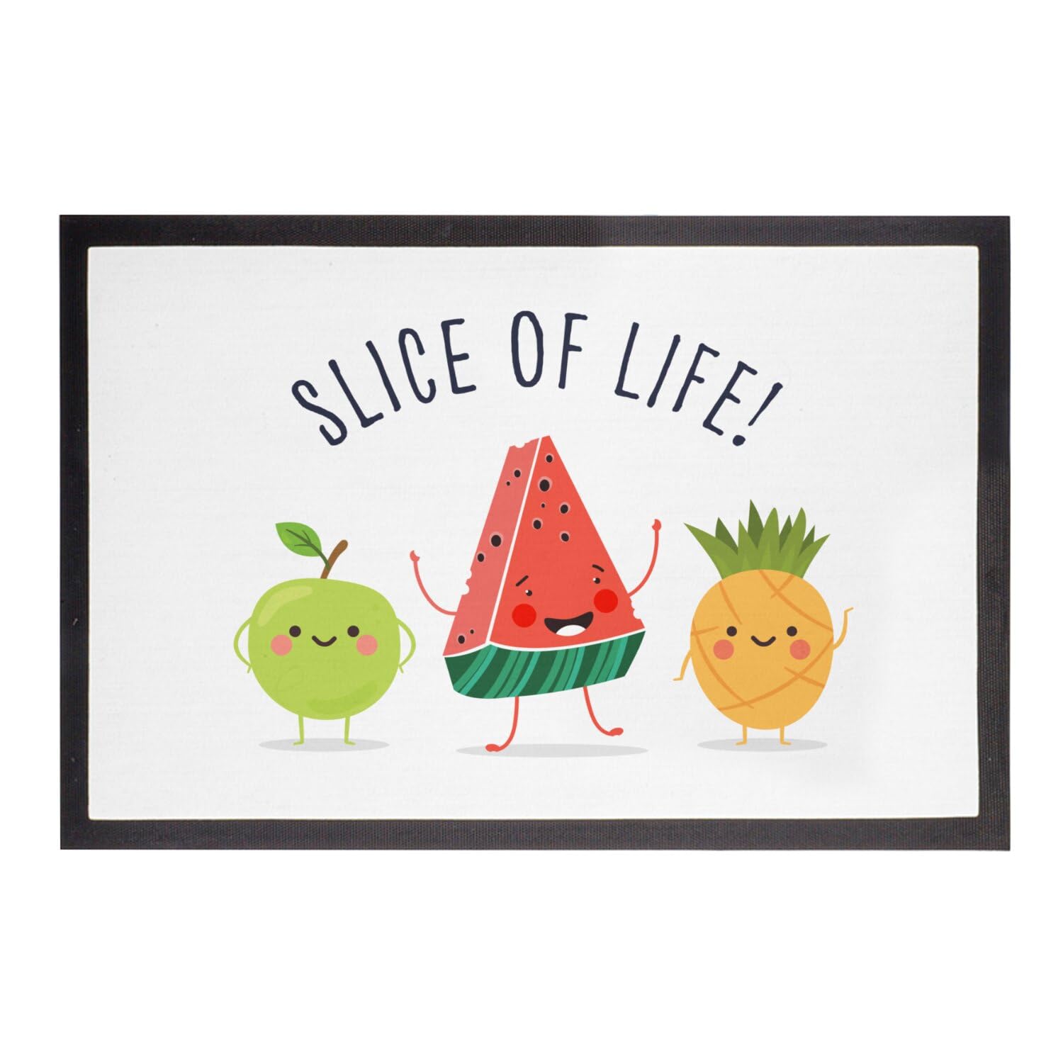 Paillasson blanc antidérapant 75x50cm illustré de fruits pour un sol propre et accueillant