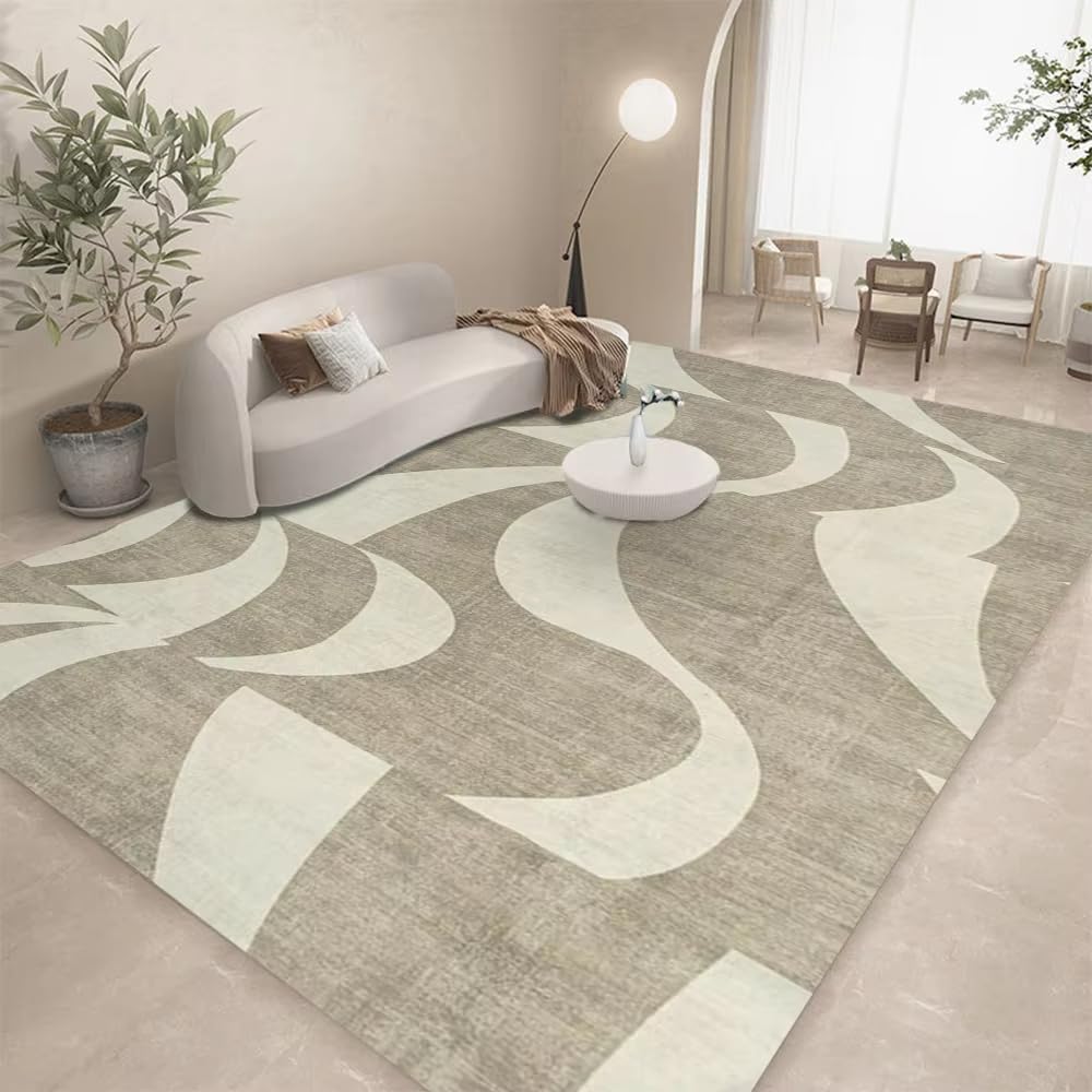 Tapis lavable géométrique qui ne glisse pas 100x140 cm pour salon moderne