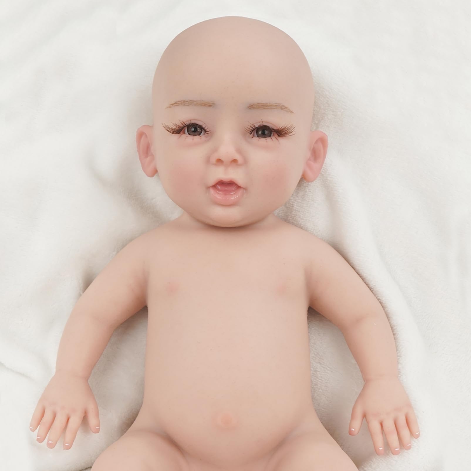 CUAIBB Lifelike Reborn Silicone Baby Dolls 14.5 Inch (Weights 3.5 lbs, Look Real Newborn Doll Anatomically Correct - Realistic Girl Full Silicone Opened Eyes