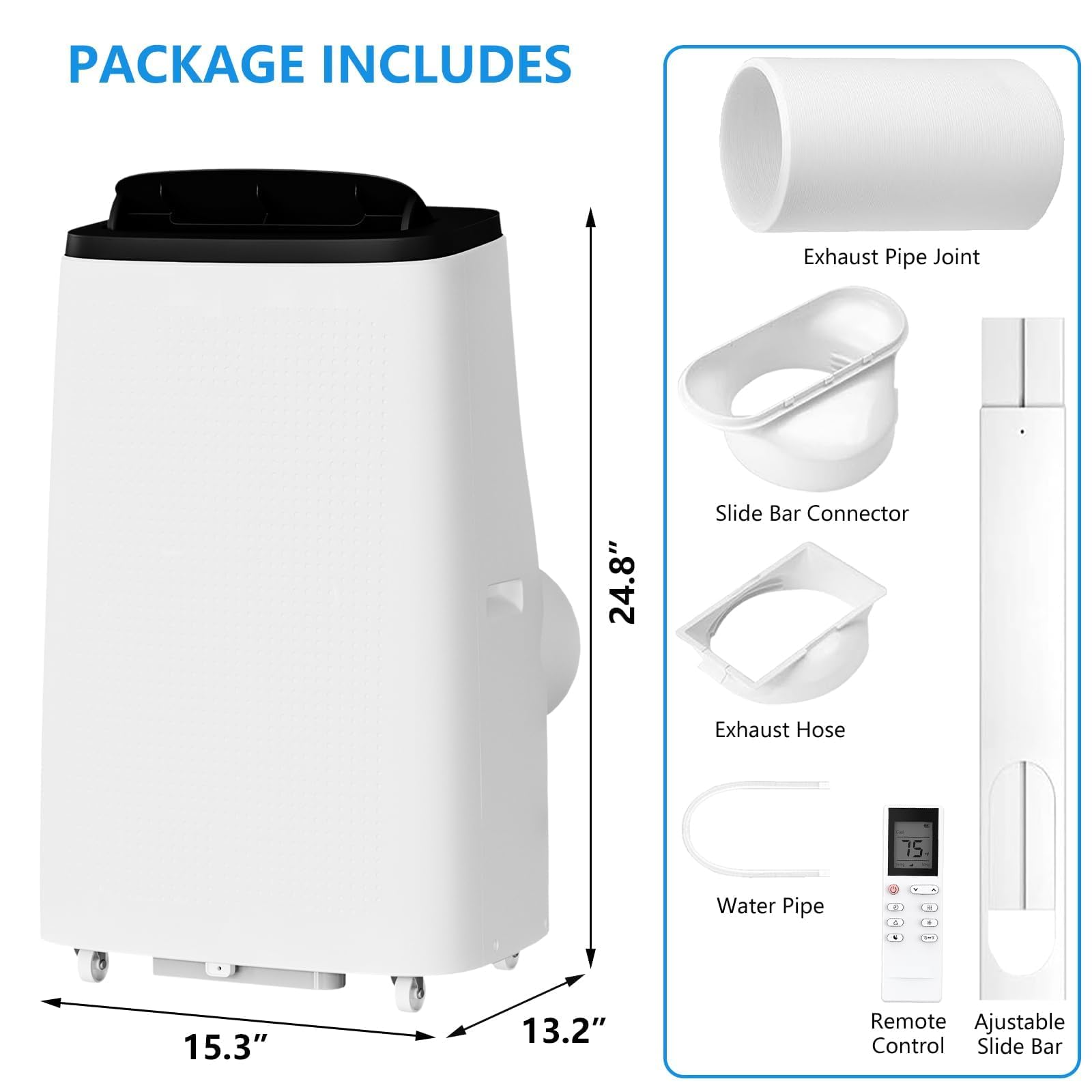 GarveeLife - Aire acondicionado portátil, 14.000 BTU para habitaciones de hasta 750 pies cuadrados, unidad de CA compacta inteligente 4 en 1 con enfriamiento, temporizador de 24 horas