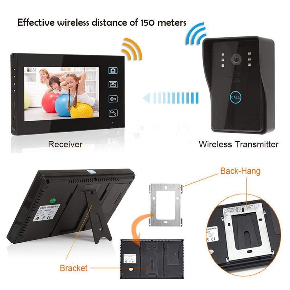 Videoportero inalámbrico de 7 Pulgadas para el hogar, Monitor WiFi, videoportero, Timbre, intercomunicador, Sistema de Portero automático, Tomar Fotos, cámara de Seguridad