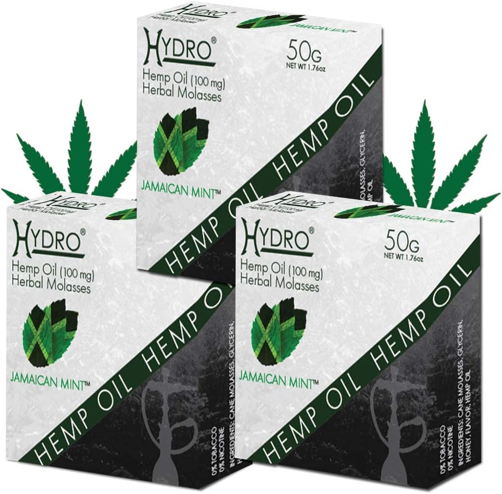 Hydro Hookah Flavor With Hemp Oil Extract, Hookah Shisha Jamaican Mint Flavor Set, Fruit Hydro Hookah Flavor Set, Nicotine Free Hookah Hemp Oil Flavors, 50-Gram Packs (Pack of 3,150g Total)