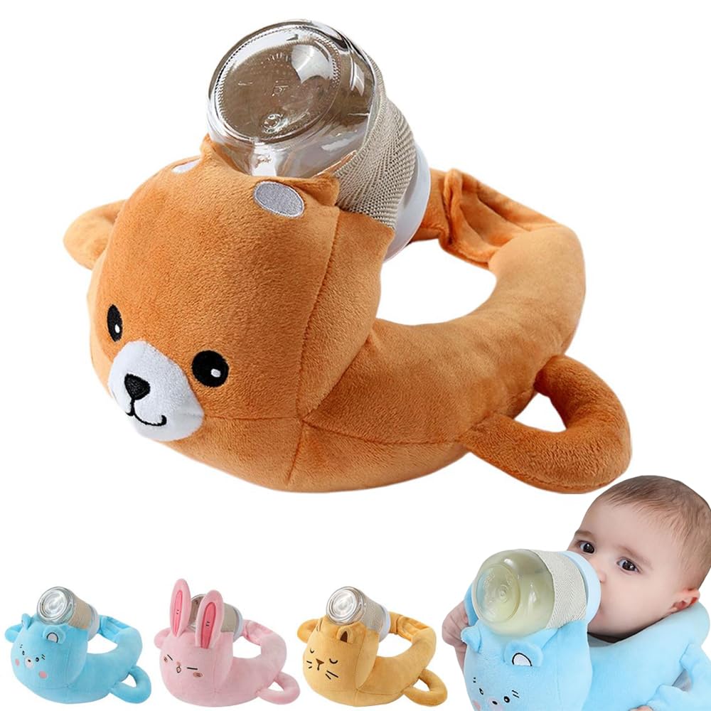 Neugeborenen-Flaschenfütterungskissen, Verstellbares Stützkissen für die Flaschenfütterung, Baby Bottle Support Pillow, Ergonomisches Design Zur Entlastung Von Handgelenk Und Armen,Bequem (Braun)
