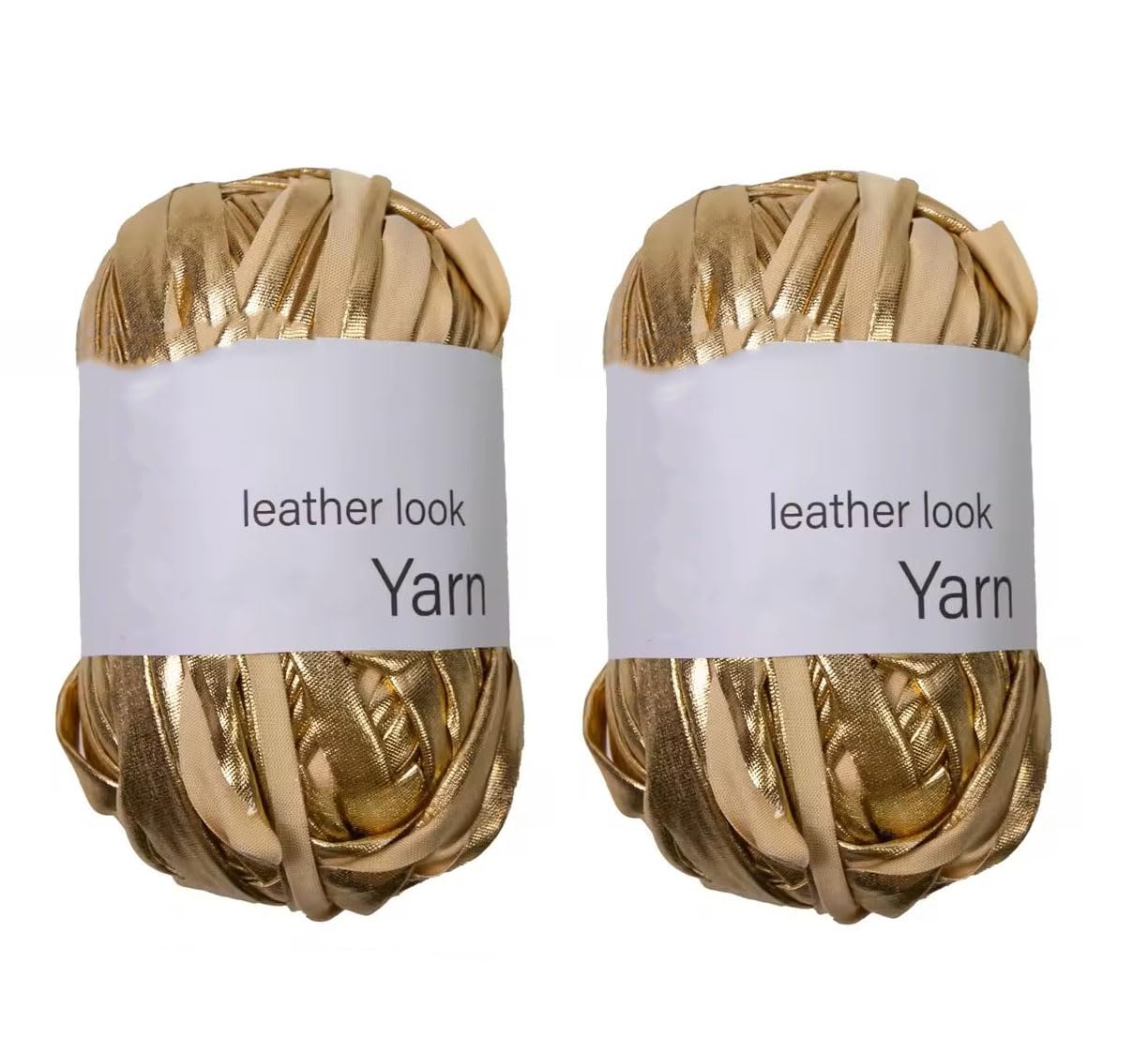 Yalulu Metallic T-Shirt Yarn, 2 Pack Crochet Ribbon Yarn for Crocheting Bag/Craft Project/Home Decor, 40 Meters/180 gr Each Roll (Gold)
