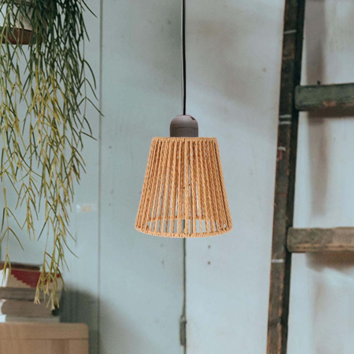 Toddmomy Set 4 Paralumi Intrecciati in Corda di Carta e Ferro Stile Boho Rustico Versatile per Decorazione Interni Camera da Letto