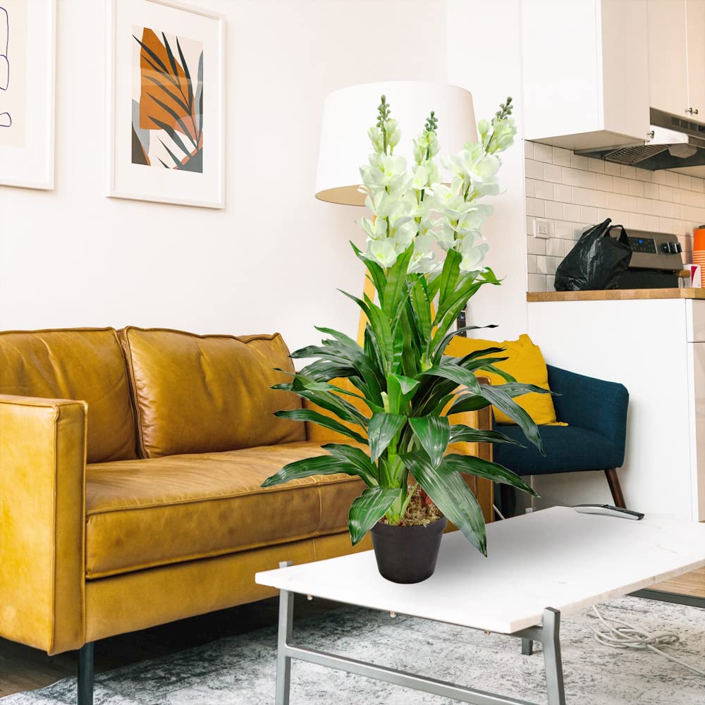 Decovego Alhelí Matthiola Planta Artificial Decoración Interiorismo 100cm con Flores