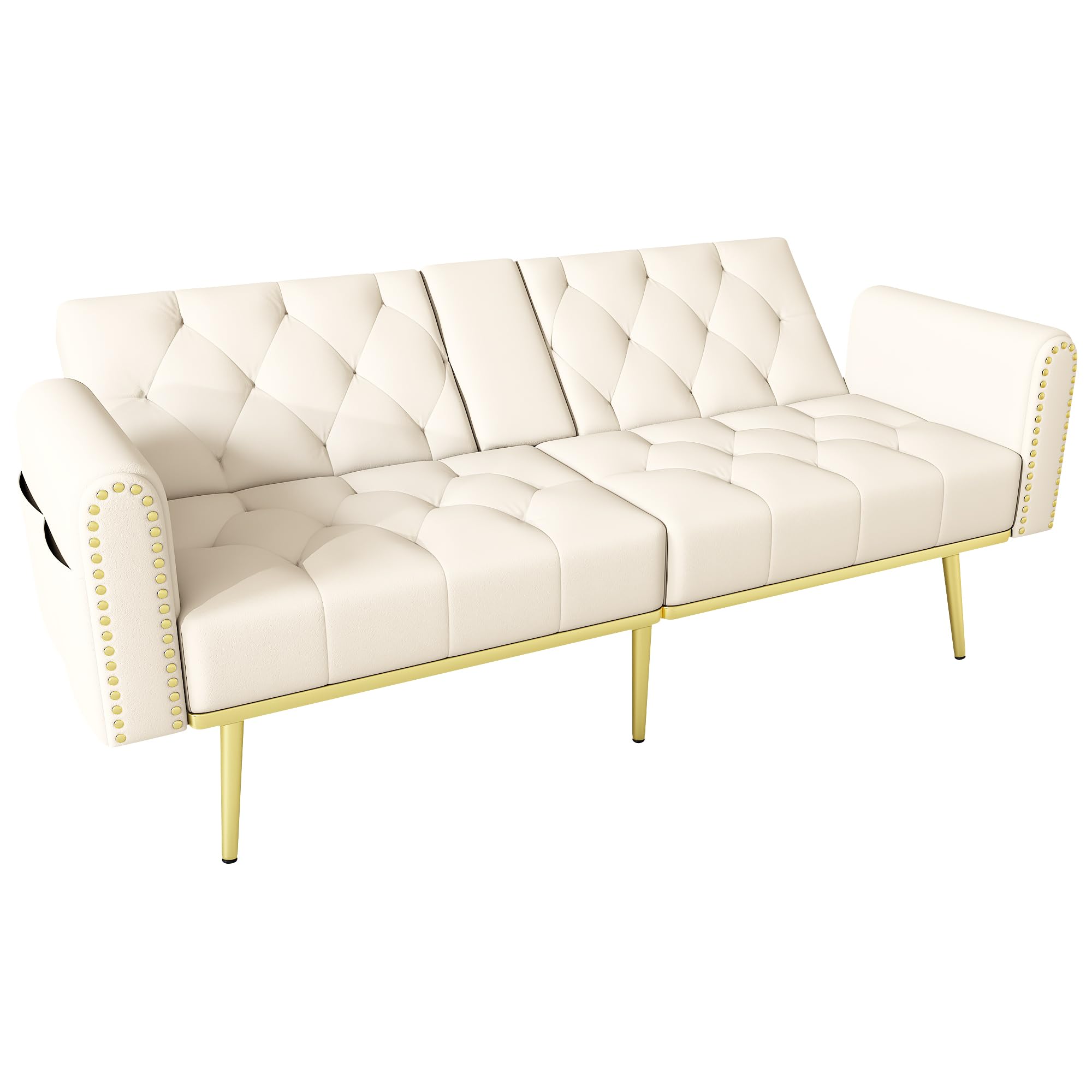 Sofá cama doble plegable con función reclinable, tres ángulos de inclinación ajustables y soporte para bebidas. Adecuado para sala de estar, dormitorio, cine en casa o habitación de invitados