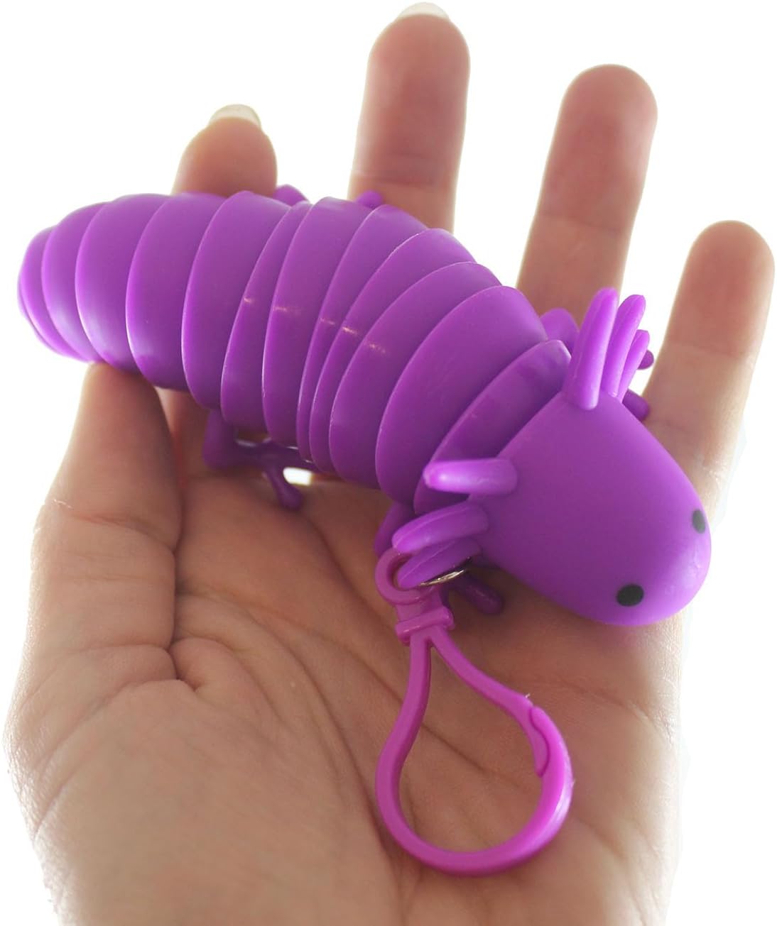 Set of All 4 Color Axolotl Fidget - Small on Clip Wiggle Articulated Jointed Moving Axolotyl Toy - Unique Gift, Lover, Decoration (All 4 Colors)