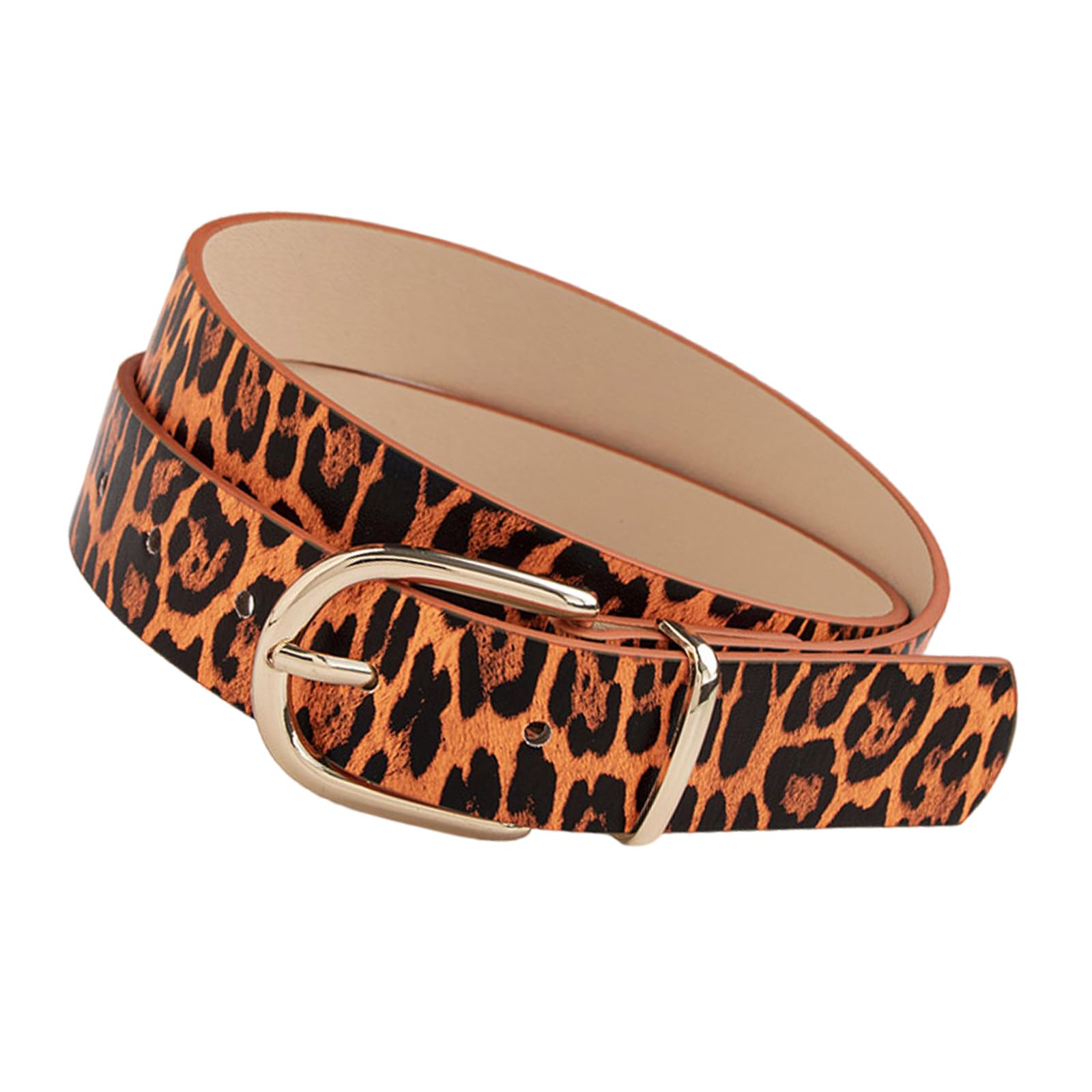 2000s Animal Pattern PU Wide Belt Adjustable Waistband Pin Buckles Waist Strap For Women Jeans Pants Fashion Accessory Leopard Pattern Belt