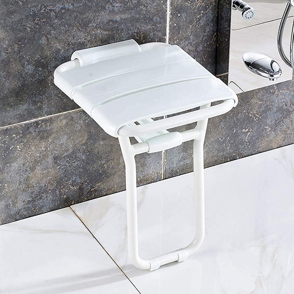 Tabouret de douche stable mural rabattable et blanc gain de place
