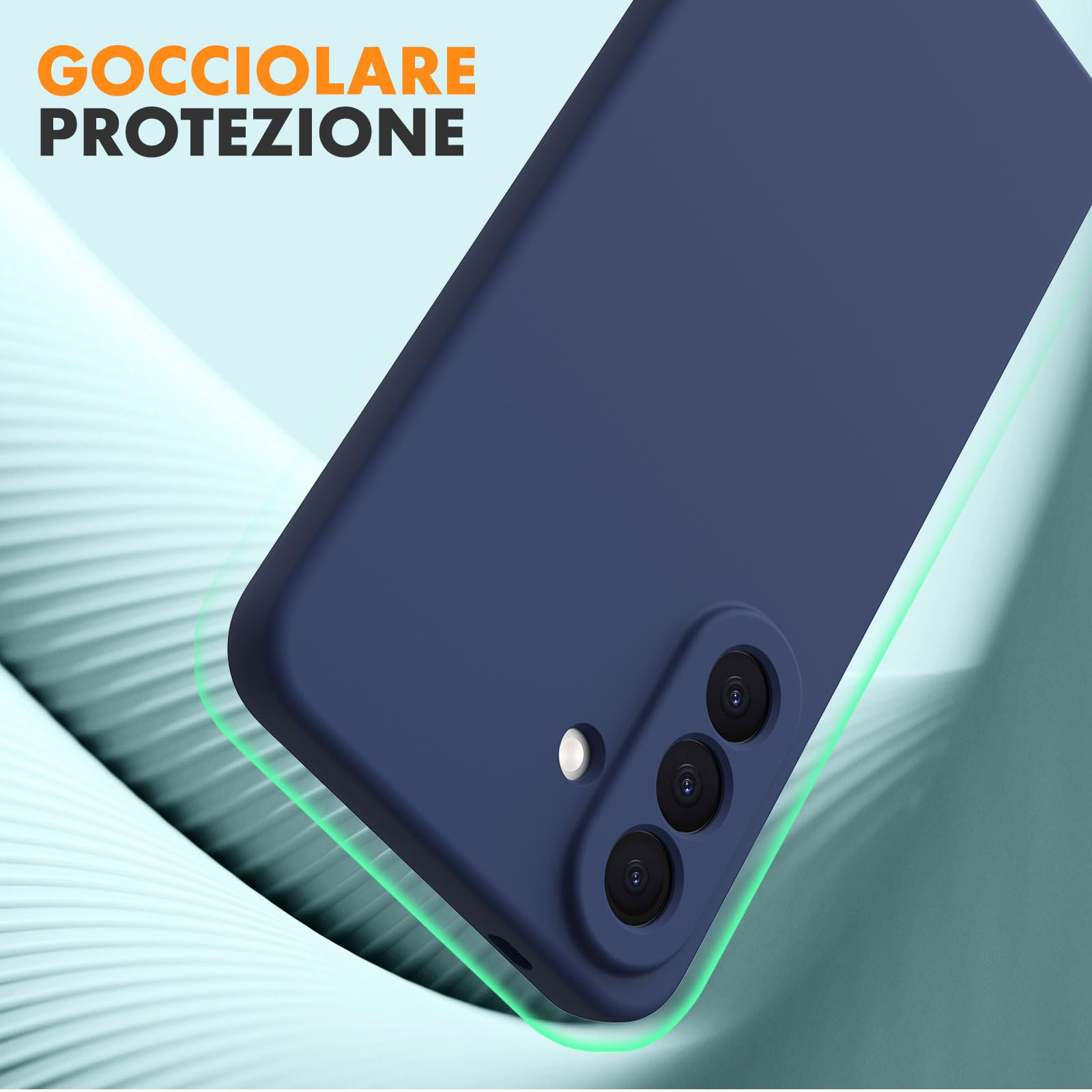 Vansdon Cover Compatibile con Samsung Galaxy A57 5G, 2 Pellicola Protettiva in Vetro Temperato, Gomma Gel di Silicone Liquida Antiurto Custodia - Blu notte
