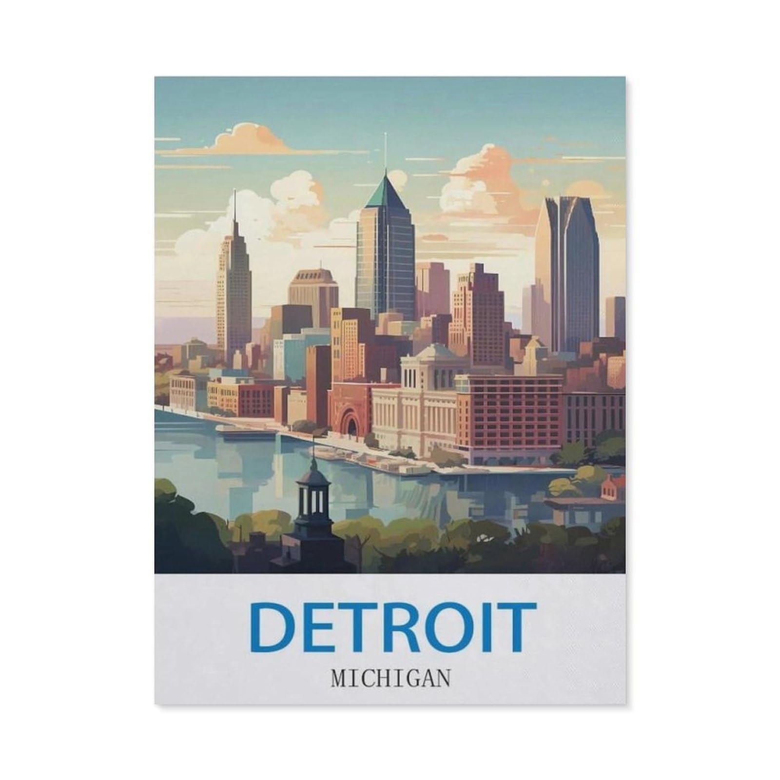 BEAYODKP 5D Diamond Painting Set for Adults and Children，Detroit Michigan