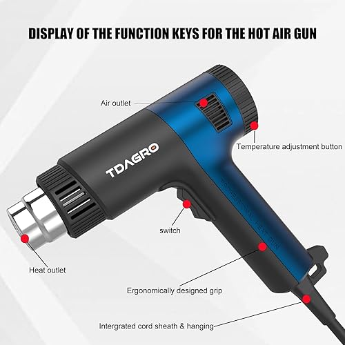 Vista 11 de Una bonita pistola de calor, compacta pero potente, control de temperatura variable de 122 ℉ ~ 1202 ℉, pistola de calor más pequeña de calentamiento