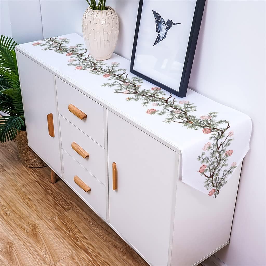 Flowers Leaves Vines Table Runner for Wedding Banquet Home Festival Party Dinning Table Decoration Table Runner(4pcs Table mat)